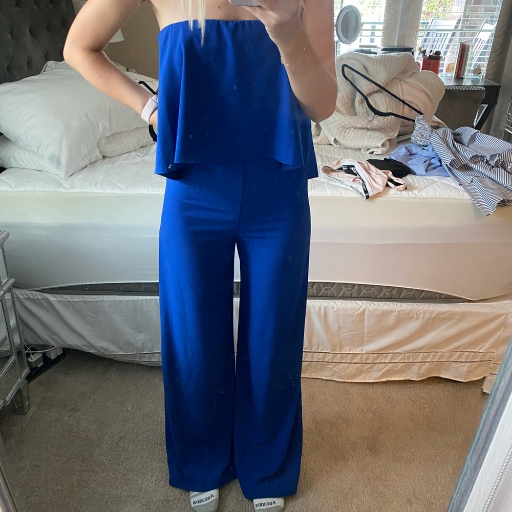 DO + BE strapless/backless jumpsuit blue